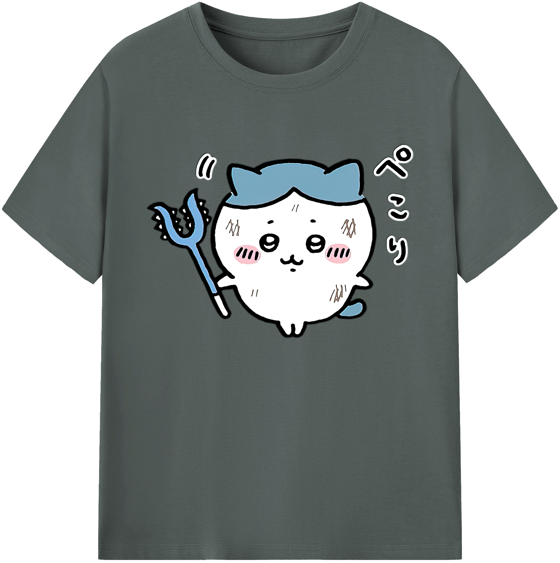 （画像用） ちいかわ ハチワレ Chii-kawa hachiware 綿100％ メンズ半袖Tシャツ｜肌触りやわらか＆通気性
